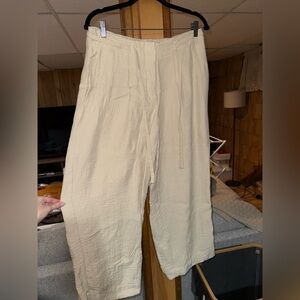 DKNY Women's Cream Wide Leg Pants